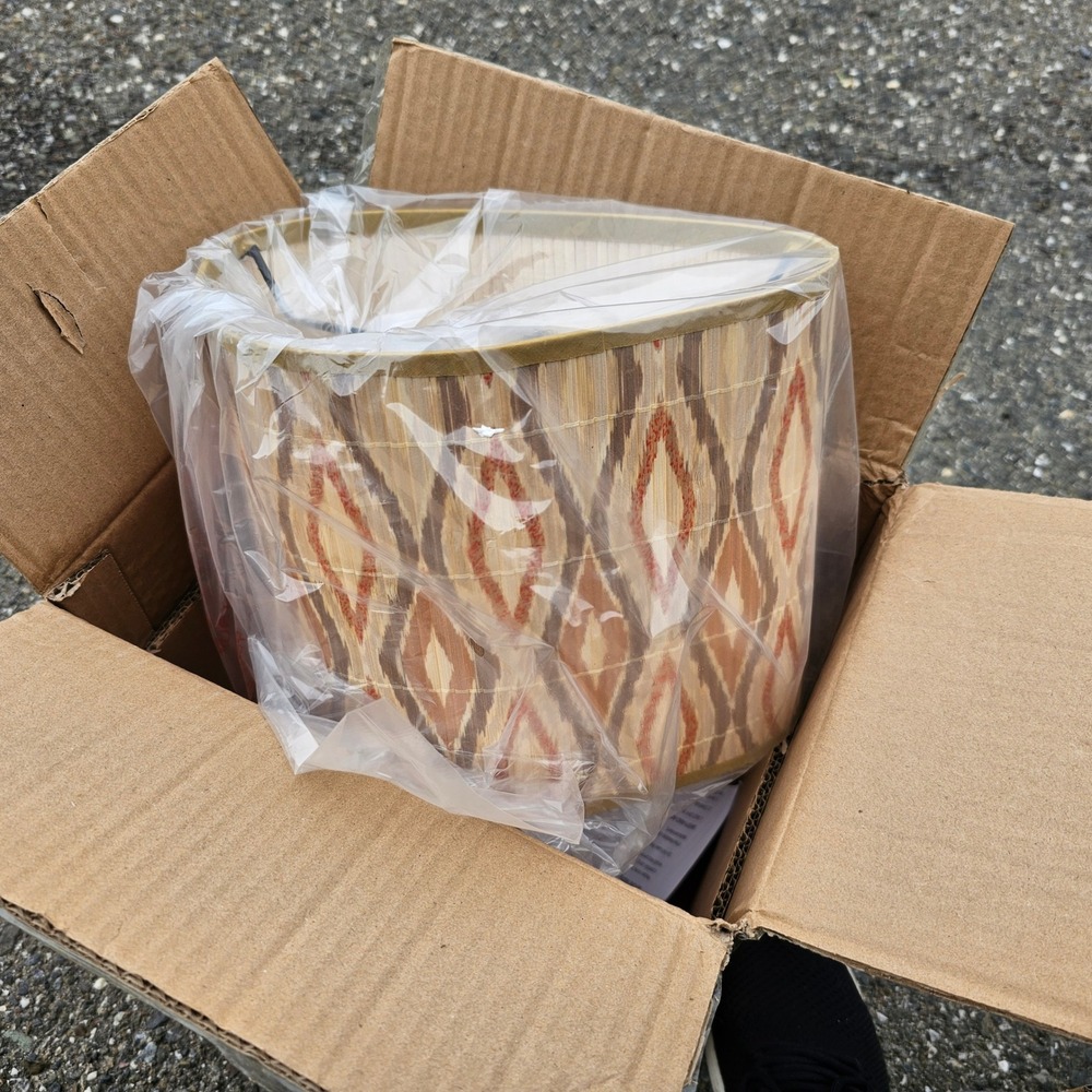 Bloomingville Bamboo Organic Shaped Pendant Lamp‎ MCM Retro Boho New - Picture 4 of 5